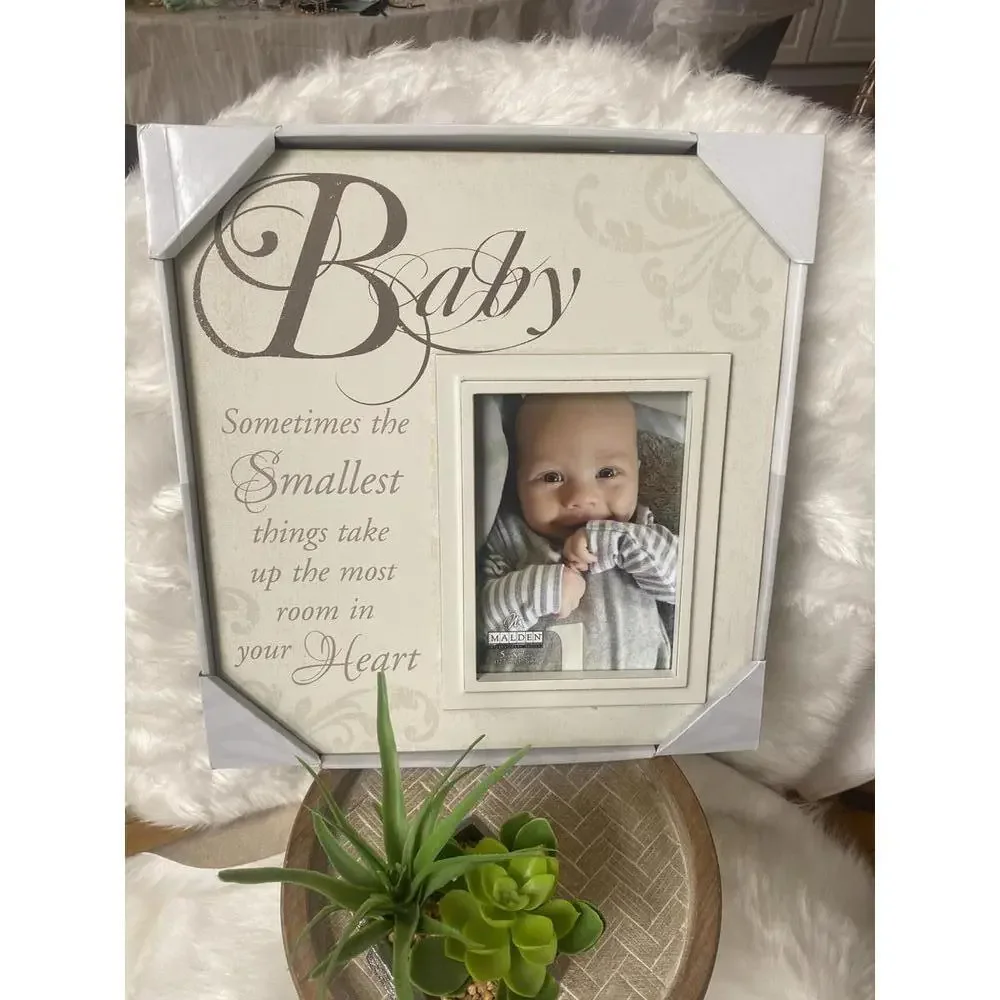Malden Baby Photo Frame with Quote - Neutral Beige and Brown